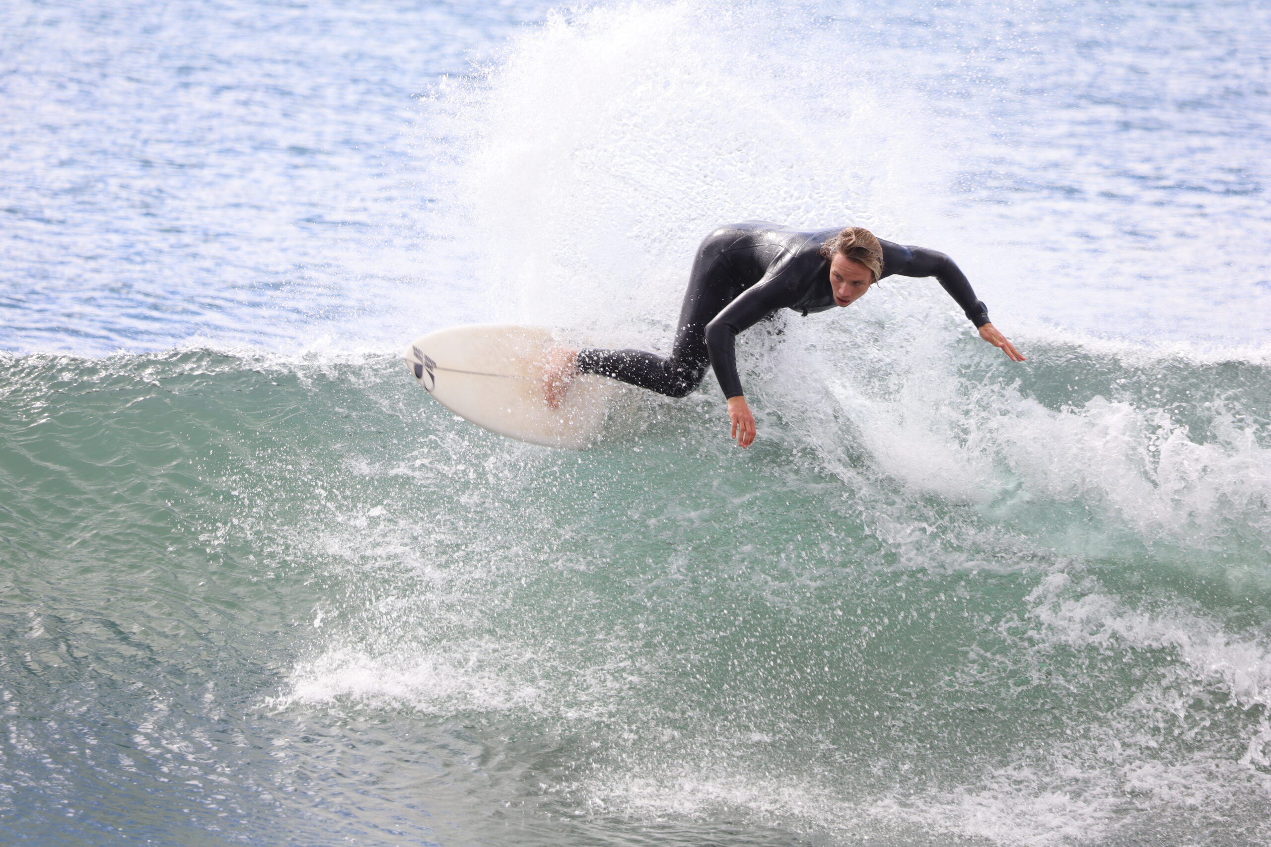 Technical practice in a turn on a fiberglass board.